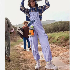 Free People Morning Meadow Salopette Jumpsuit Overalls Periwinkle Navy XS Layer